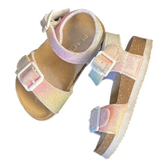 The Childrens Place Girls Sandals Size 5 Glitter Buckle Closure Summer Shoes - Picture 6 of 10